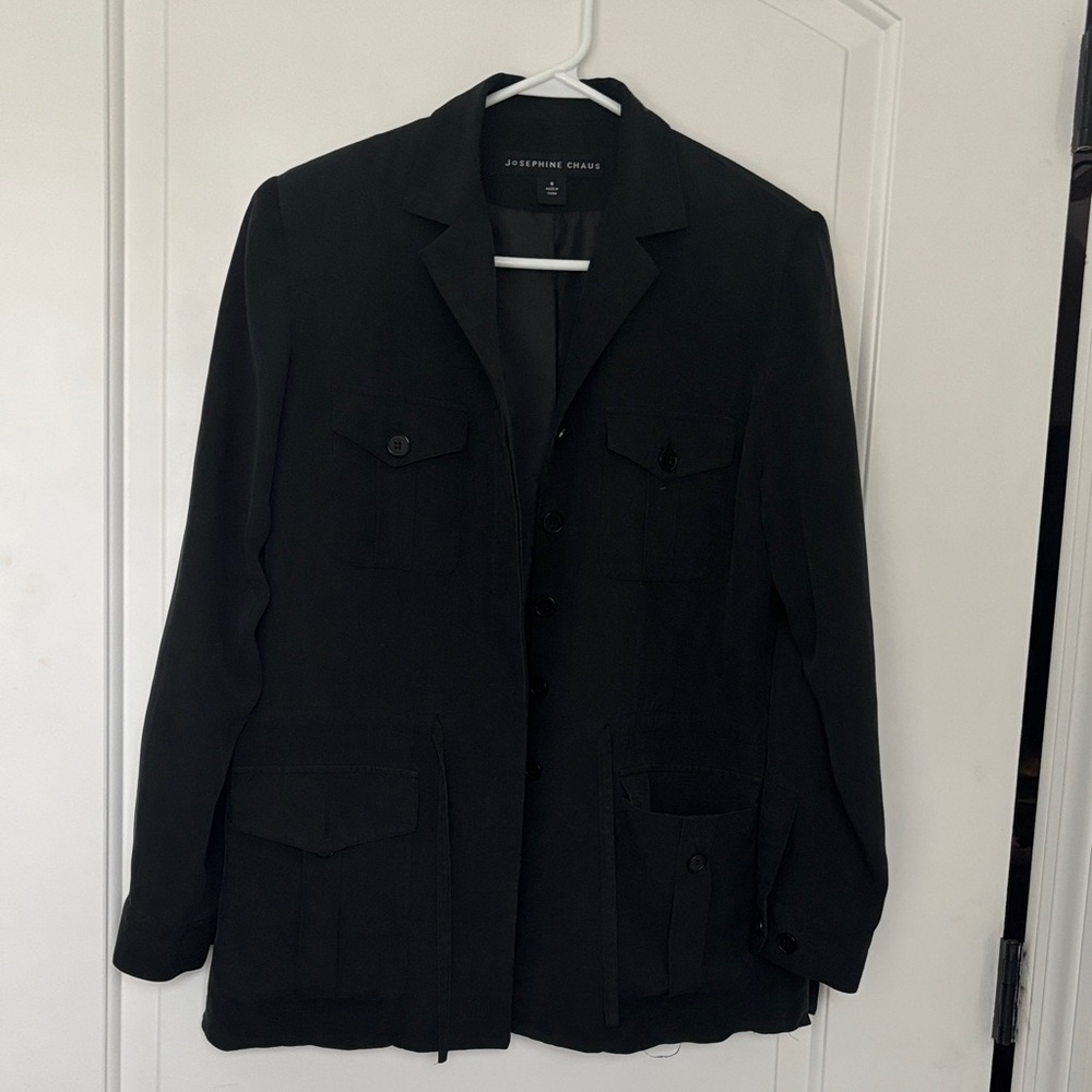 Josephine Chaus Black 100% Silk Blazer Size 6 RN51323
